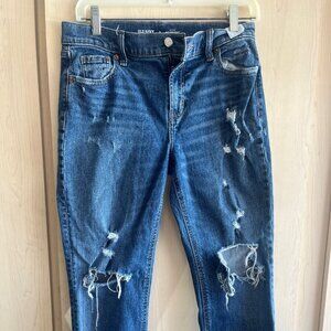 Old Navy women Sz 2 Boyfriend stretch frayed cut offs capri denim jeans 21" seam